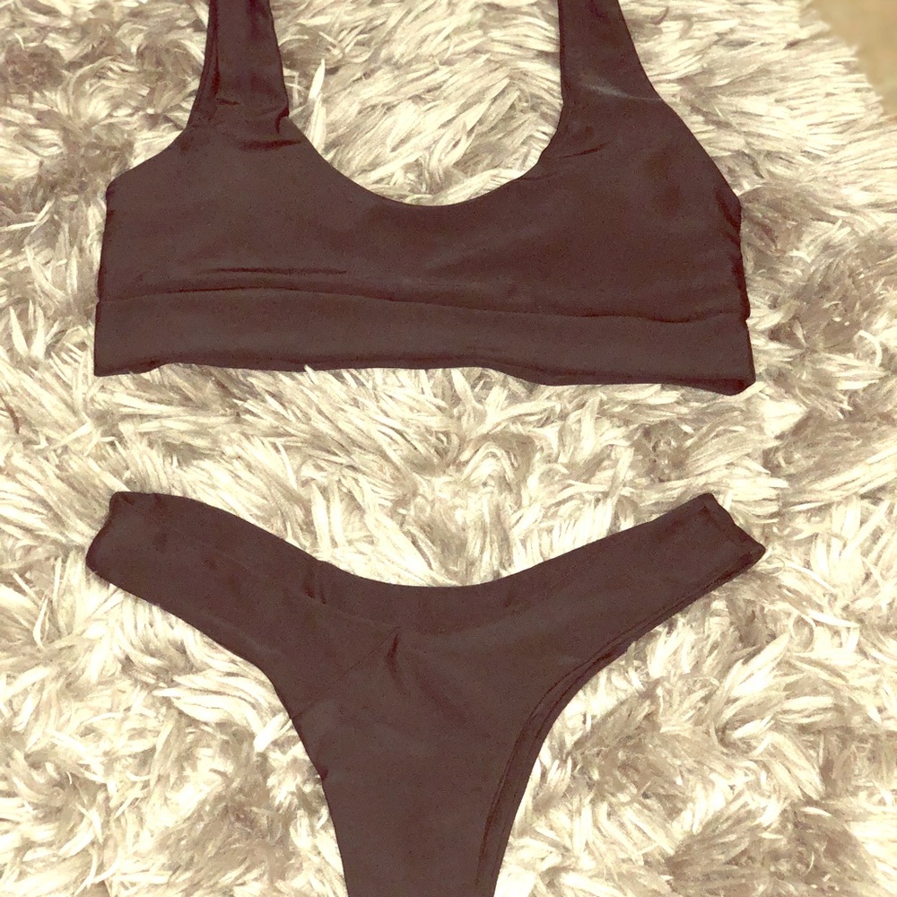 Black two piece swim suit